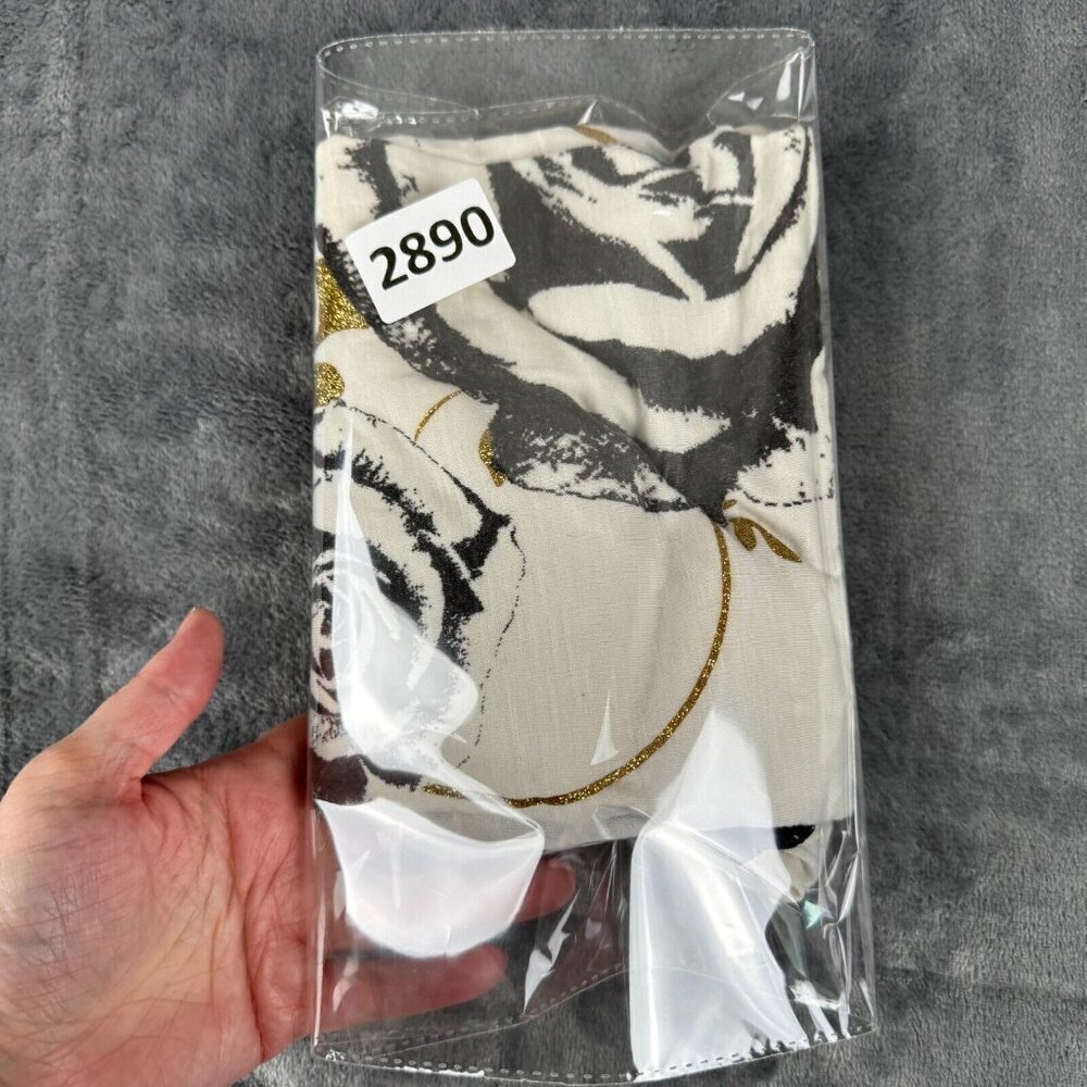 Hybrid Apparel Womens Top Size XL White Rose Graphic Gold Lace Back Biker Rock - Picture 6 of 6